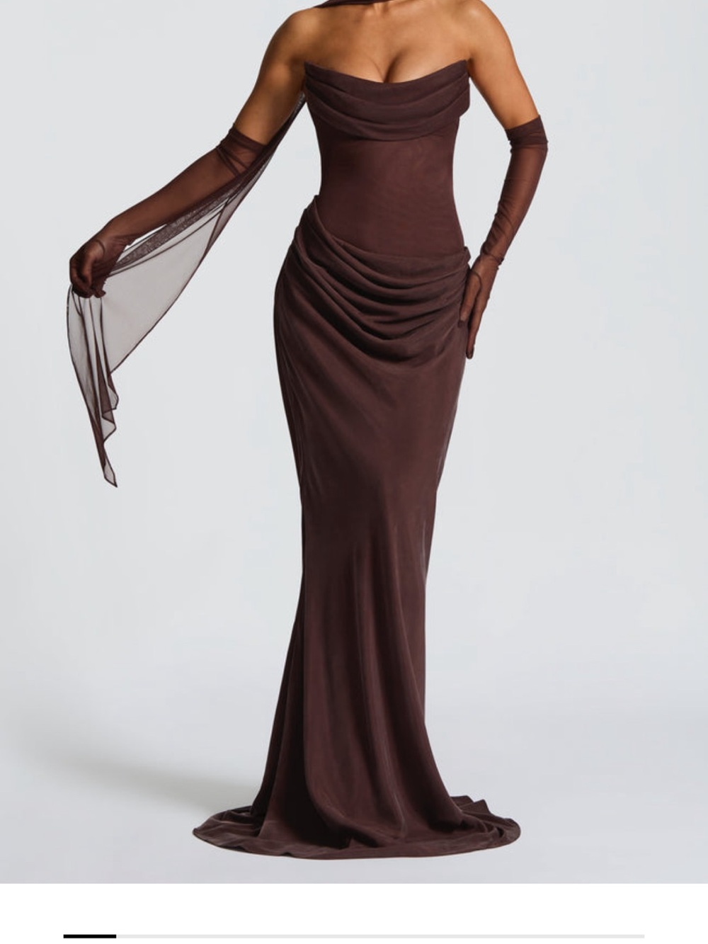 Strapless Brown Evening Gown - plum brown